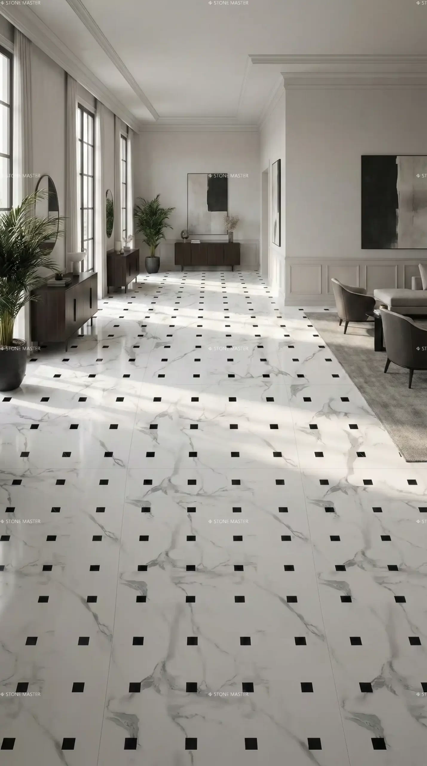 modern marble inlay flooring design