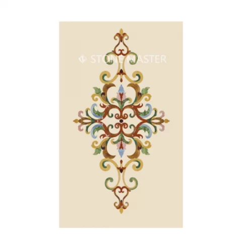 Tile medallions featuring Italian marble inlay floor design for luxury villa interiors with custom patterns and natural stone details