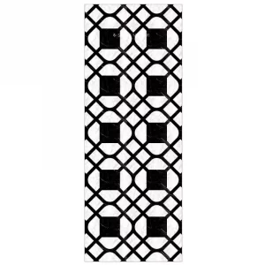 Marble inlay floor with black and white high-contrast custom marble inlay design for modern luxury interior floor applications.