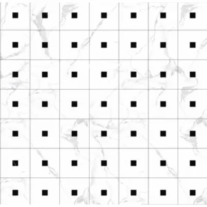 Modern floor design with black and white geometric marble medallions for luxury marble inlay flooring interiors