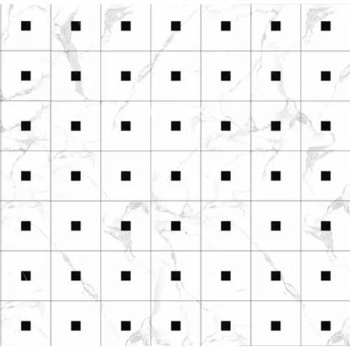 Modern floor design with black and white geometric marble medallions for luxury marble inlay flooring interiors