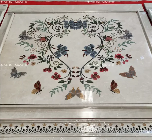 Brass inlay marble wall decor crafted with natural marble and brass inlay, ideal for luxury interior feature walls in bathrooms, living rooms, corridors, and hotel lobbies.