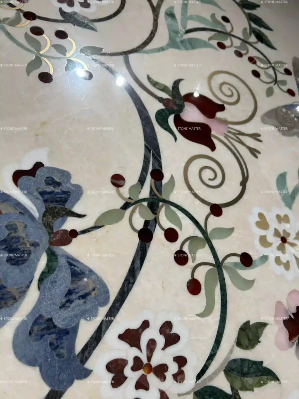 Brass inlay marble wall decor crafted with natural marble and brass inlay, ideal for luxury interior feature walls in bathrooms, living rooms, corridors, and hotel lobbies.