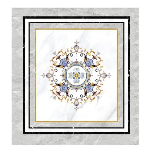 Tile Floor Medallions in premium marble flooring tiles showcasing modern luxury design for grand foyers with intricate custom marble inlay pattern