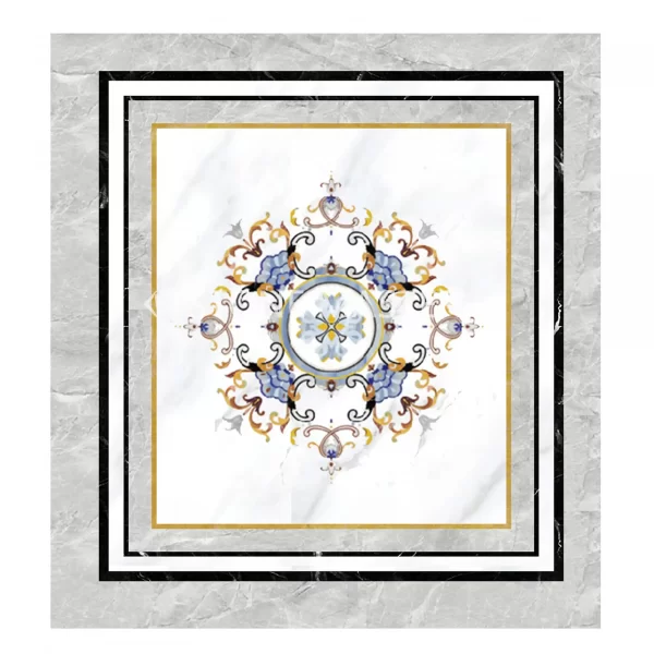 Tile Floor Medallions in premium marble flooring tiles showcasing modern luxury design for grand foyers with intricate custom marble inlay pattern