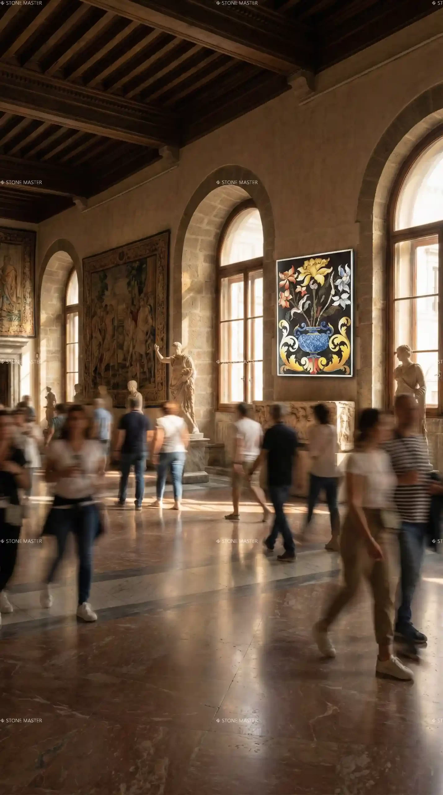 Marble Murals transform luxury interiors with custom marble inlay artwork. Stone Master creates handmade marble wall murals, floor murals, and unique stone art worldwide.