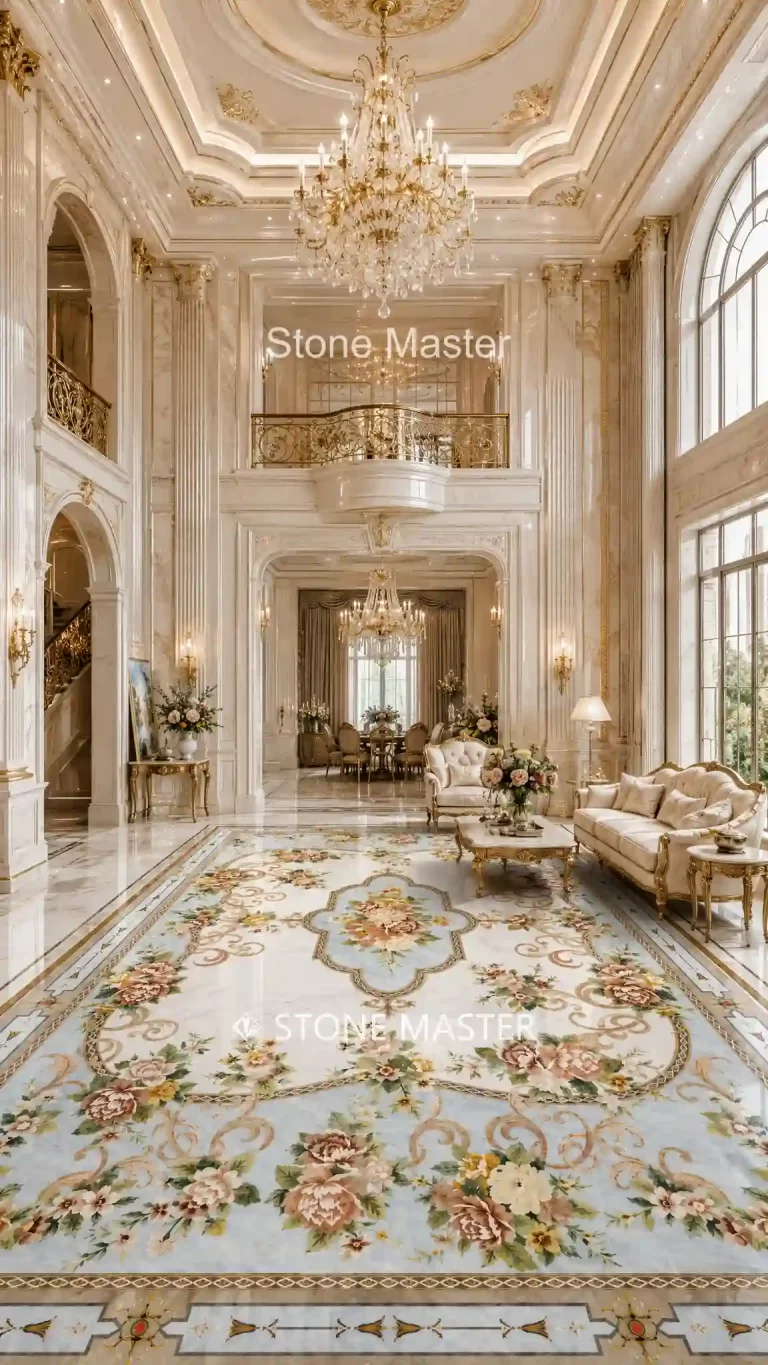 How marble is made from natural stone blocks to custom marble flooring with waterjet cutting and hand assembly