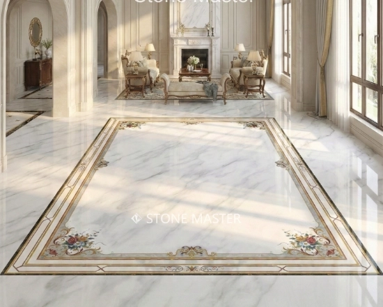 2 marble inlay medallion for luxury villa mansion