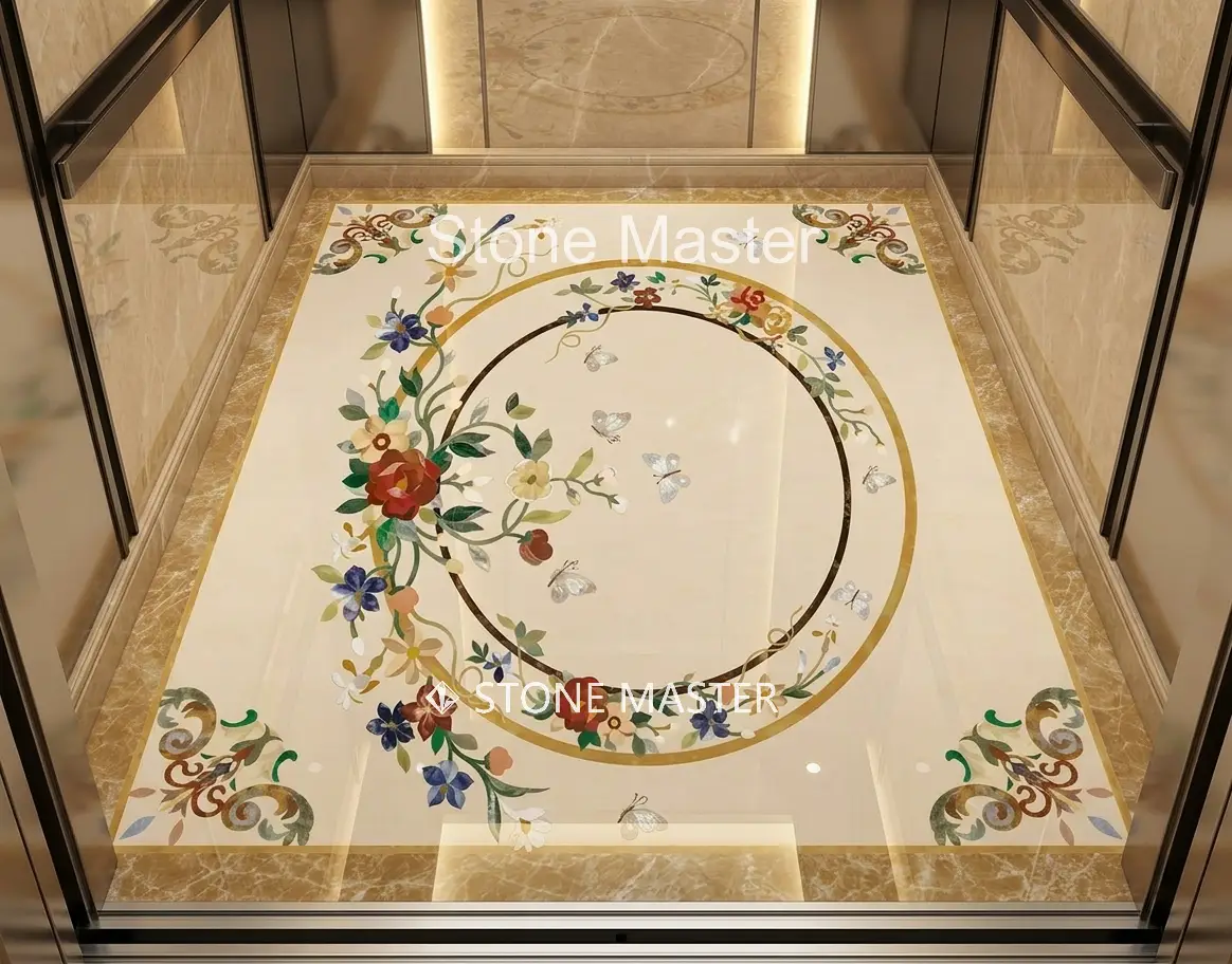 Luxury home lift marble flooring