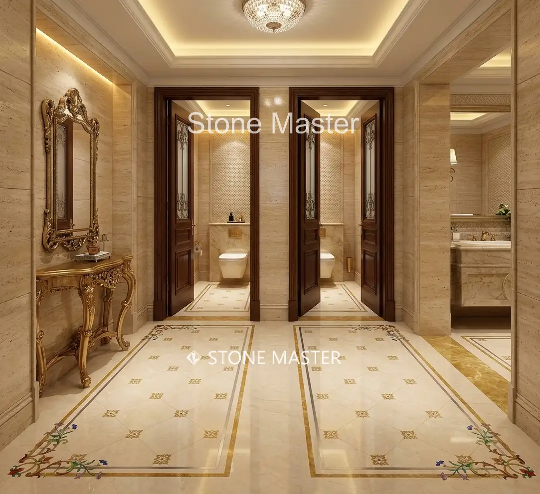 Luxury home bathroom marble floor design