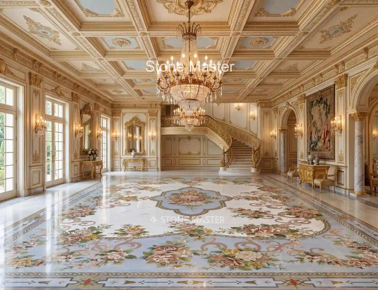 Luxury Marble inlay flooring marble inlay wall table villa hotel mansion