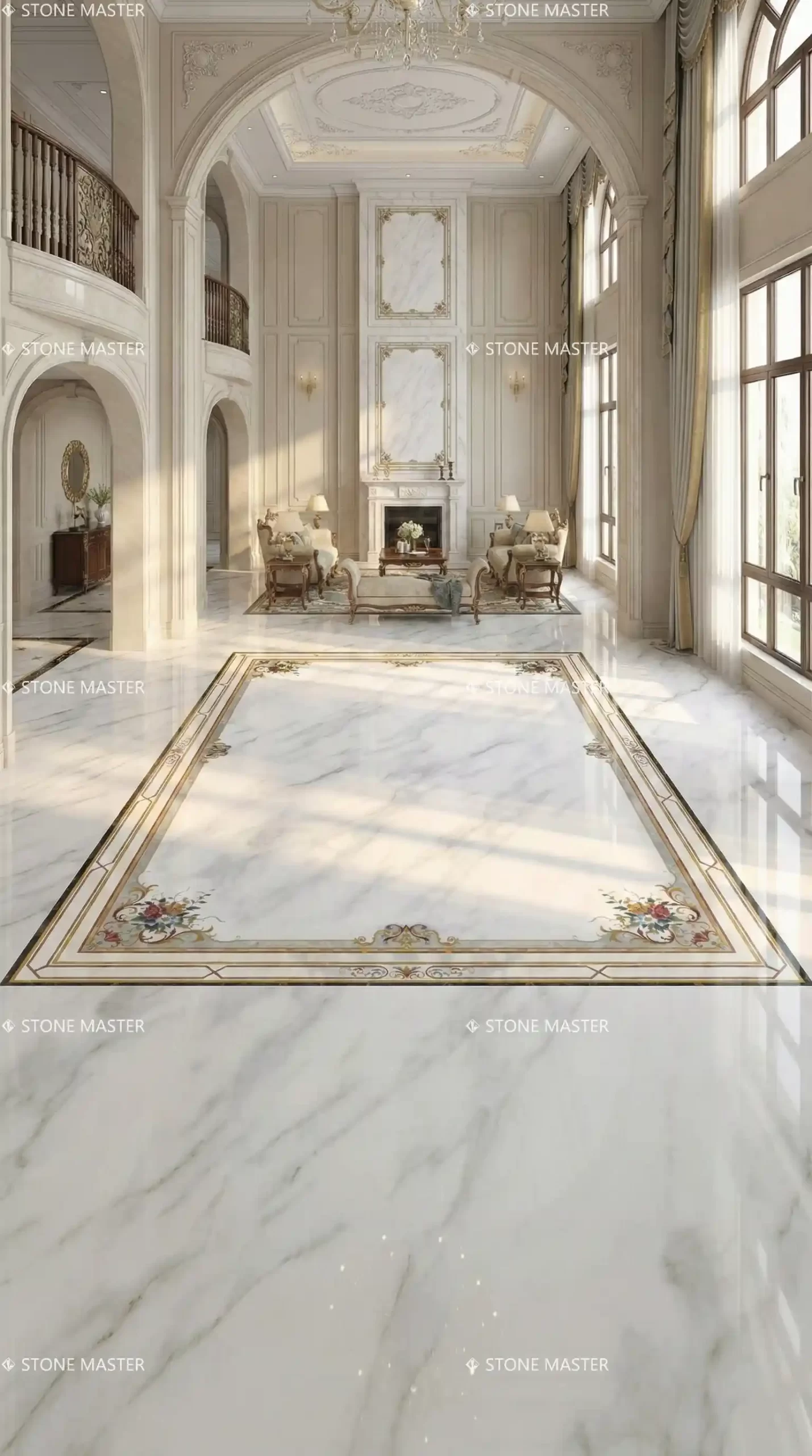 Marble Floor Medallion for Luxury Home, Modern Marble Design for Villa Foyer and Living Room