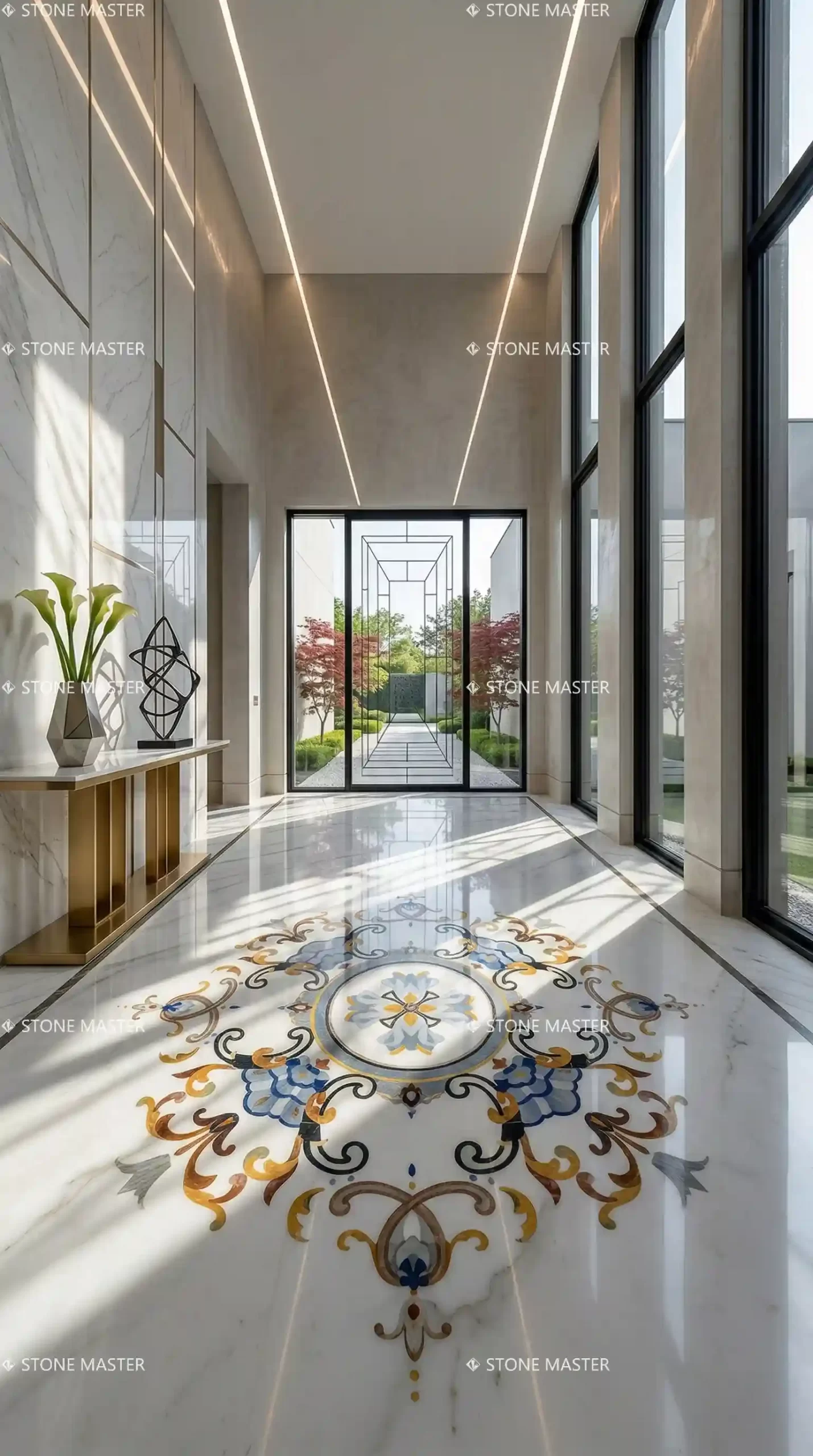 Marble Floor Medallion for Luxury Home, Modern Marble Design for Villa Foyer and Living Room